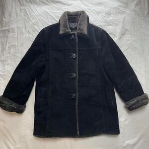 Genuine Leather Faux Fur Utex Design Black Women's Jacket Sz M